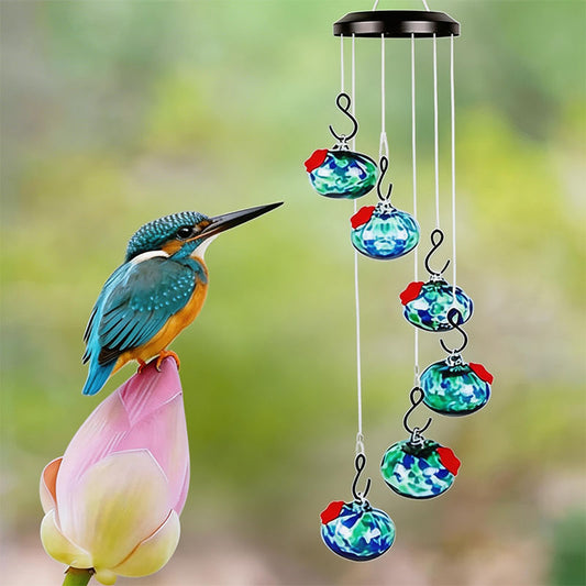 Sherum Glasses Wind Chime Hummingbird Feeder