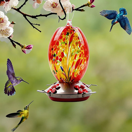 Sherum Hummingbird Feeder Hand Blown Glass - 25 Ounces